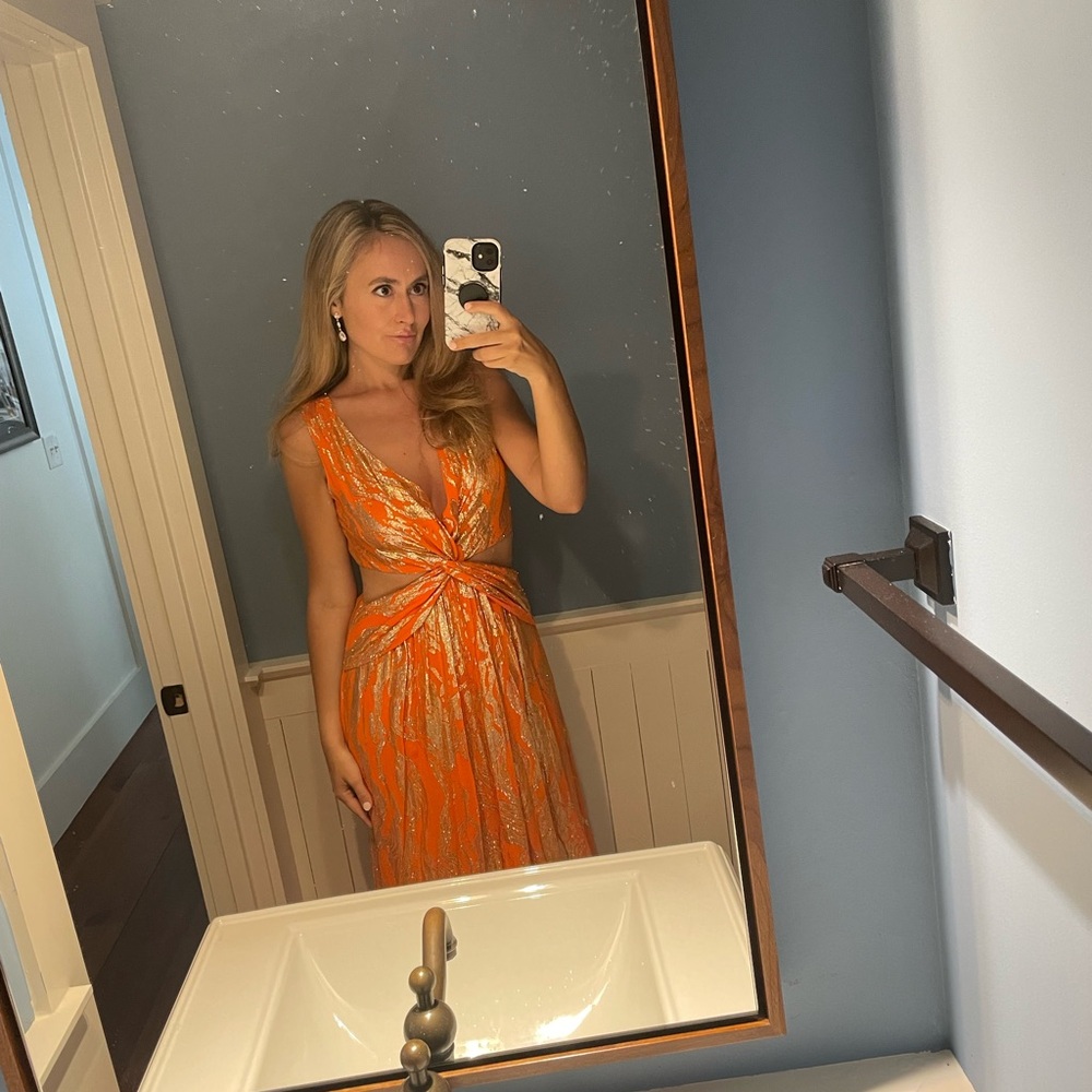 Ramy Brook Orange and Metallic Maxi Dress - Picture 4 of 7